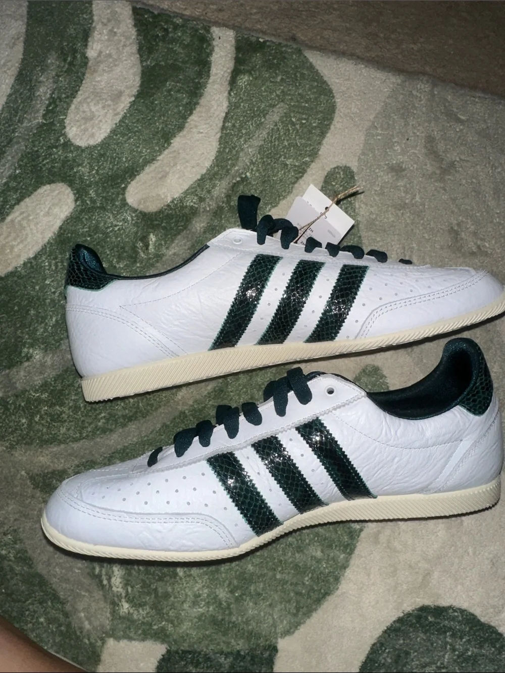 NWT adidas Originals Japan sneakers in white with dark green snake print